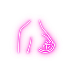 Breast muscle woman body neon icon
