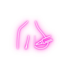Breast surgery woman body neon icon