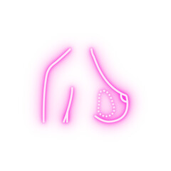 Breast enlargement woman body neon icon