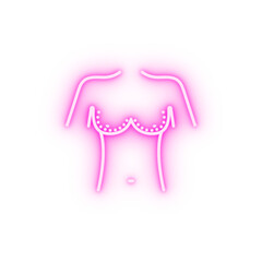 Breast lift woman body neon icon