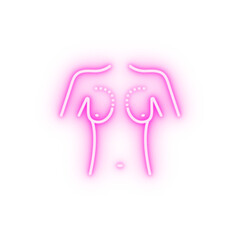 Breast enlargement woman body neon icon