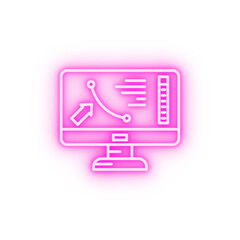 3D printing monitor neon icon