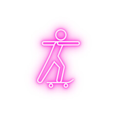 skateboarding sign neon icon
