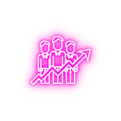 business men growth team teamwork neon icon