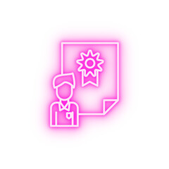 achievement certificate neon icon