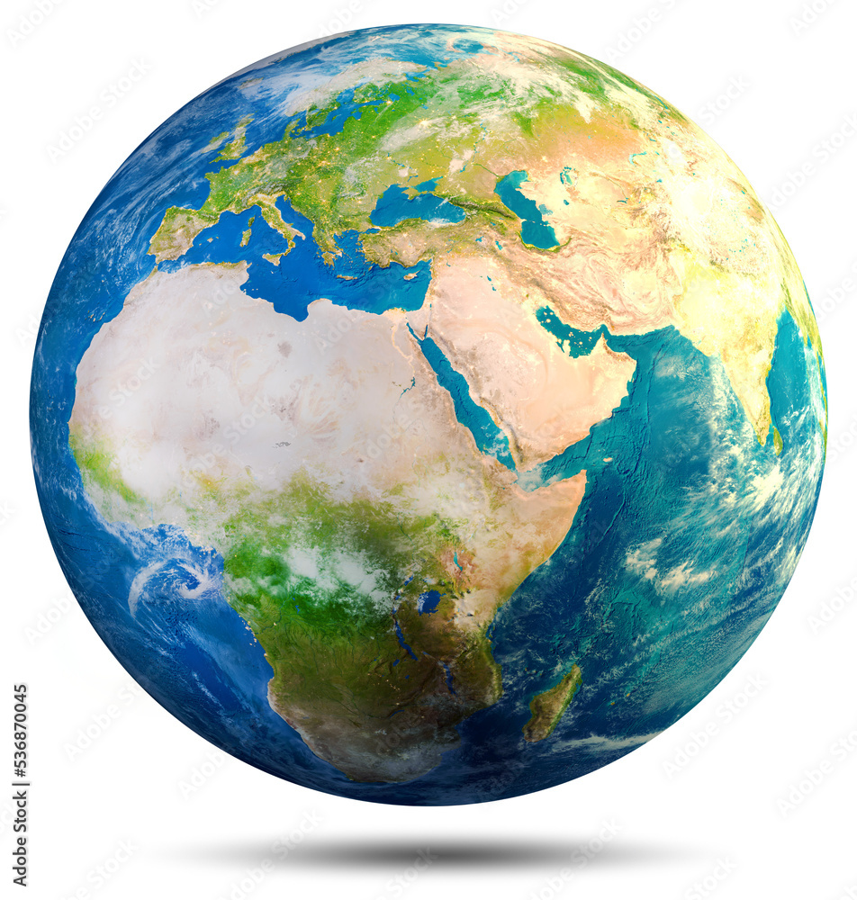 Wall mural planet earth - europe and africa. elements of this image furnished by nasa. 3d rendering. 16 bit col