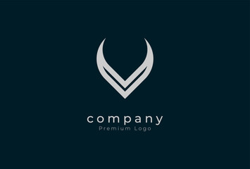 Fototapeta premium Initial V horn Logo, minimalist letter V with horn design logo, vector illustration