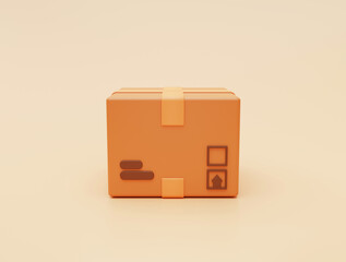 Obraz premium Cardboard box parcel package icon deliver express delivery transportation logistics concept background 3d rendering illustration