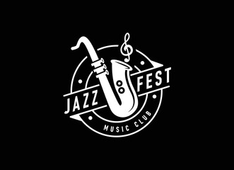 Trumpet logo design, generate melody, musical jazz instrument vector sketch illustration