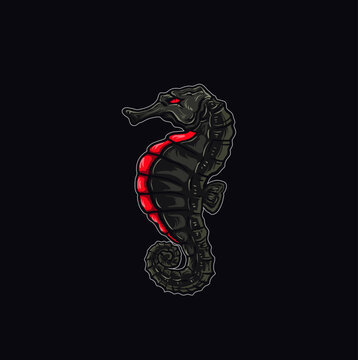 Seahorses red and black 