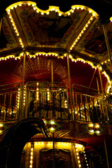 Fototapeta na wymiar Children's swing. Fairy carousel. Holiday. Entertainment at the fair. children's carousel