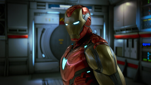 Iron Man Mark 85 3D Illustration, 10 Oct, 2022, Sao Paulo, Brazil.