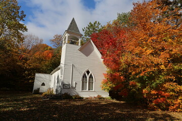 church in autumn