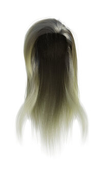 Long Straight Hair Wig Isolated On A Transparent Background, 3d Render.