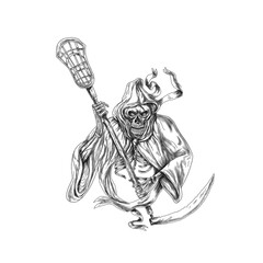 Grim Reaper Lacrosse Defense Pole Tattoo