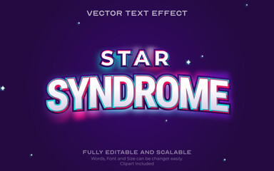 Fototapeta na wymiar Star Syndrome Text Effect. Bold light colorful retro text effect