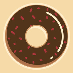 Chocolate with Berry sugar flake topping Doughnut isolated vector on color background