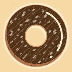 Chocolate with almond sliced topping Doughnut isolated vector on color background