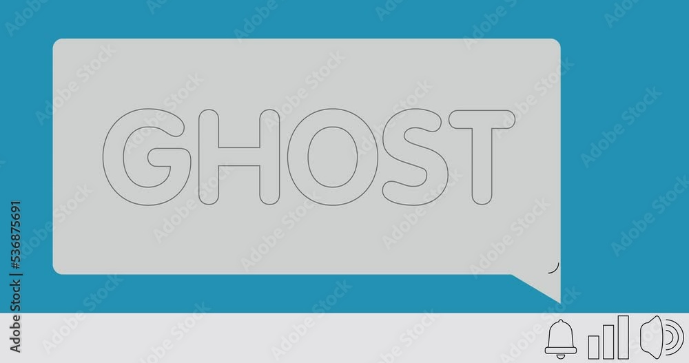 Poster ghost text on notification bubble from portable information device screen. mobile app message, conne