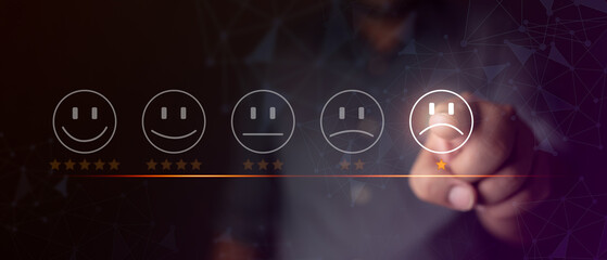 Bad rating and negative reviews and customer experience dissatisfied concept, reputation management...
