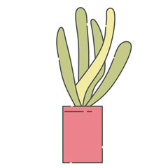 Pot plant flower line illustration 