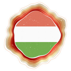 Hungary flag in frame. Badge of the country. Layered circular sign around Hungary flag. Astonishing vector illustration.