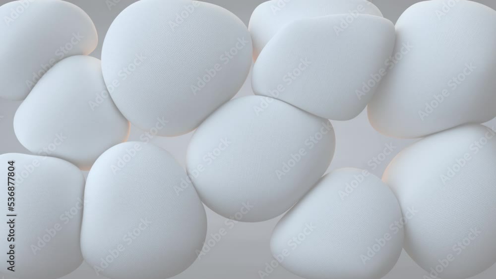 Poster white soft spheres. 3d render animation