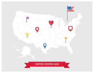 3D USA map and map icons