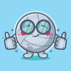 cute volleyball ball character mascot with thumb up hand gesture isolated cartoon in flat style design