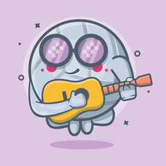 cool volleyball ball character mascot playing guitar isolated cartoon in flat style design