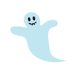 Cute Halloween flying ghost. Cartoon character.