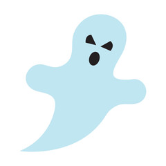 Cute Halloween flying ghost. Cartoon character.