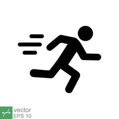 Fototapeta na wymiar Man fast run icon. Simple solid style. Runner, athlete, person, sprint, exercise, sport concept. Glyph symbol vector illustration design isolated on white background. EPS 10.