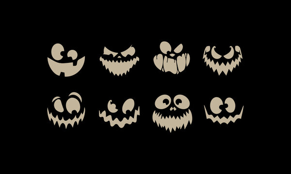 Halloween ghost scary face expression collection
