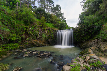 Fototapeta na wymiar Beautiful Oakley Creek waterfall in Auckland, New Zealand.