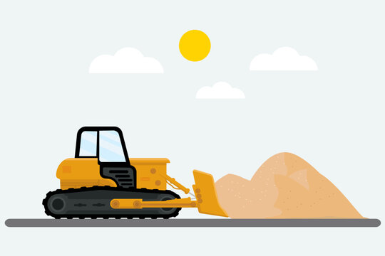 heavy machine vector bulldozer vehicle pushing the ground vector illustration