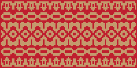 red gold background vector wallpaper with pixel art seamless theme fabric from indonesia batik sasirangan tenun 