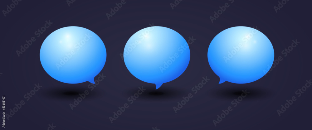 Poster 3d bubble chat style render vector set