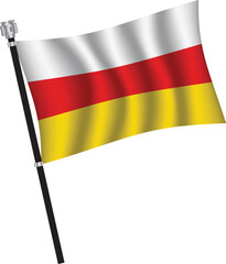 North Ossetia flag , flag of North Ossetia waving on flag pole, vector illustration EPS 10.