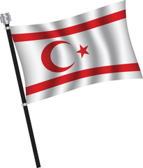 Northern Cyprus flag , flag of Northern Cyprus waving on flag pole, vector illustration EPS 10.