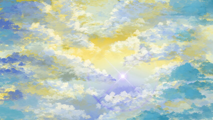 Colorful sunset with clouds in the evening, clouds in dusk sky