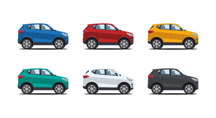 Obraz na płótnie Canvas set of suv cartoon car in various color vector illustration