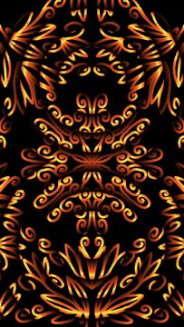 luxurious vertical motion graphic colourful flowers line art pattern of indonesian culture traditional batik  