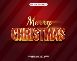 Merry Christmas editable text effect. Christmas background template. Vector illustration