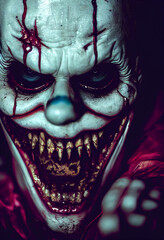 Killer Clown, Halloween Background, Digital Illustration, Generative AI