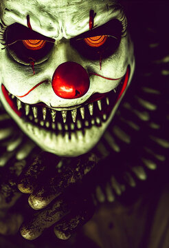 Killer Clown, Halloween Background, Digital Illustration