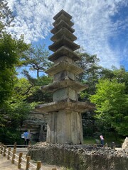 Unjusa, known as the temple of residing clouds or the temple of one thousand stone Buddhas and one thousand stone pagodas in South Korea, in the summer of 2022. 