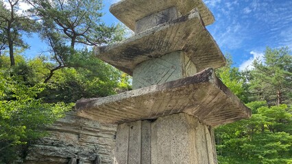 Unjusa, known as the temple of residing clouds or the temple of one thousand stone Buddhas and one thousand stone pagodas in South Korea, in the summer of 2022. 