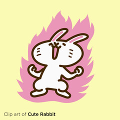 ウサギのキャラクターイラストシリーズ　「闘志に燃えるウサギ」