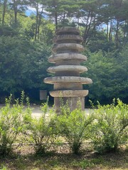 Unjusa, known as the temple of residing clouds or the temple of one thousand stone Buddhas and one thousand stone pagodas in South Korea, in the summer of 2022. 